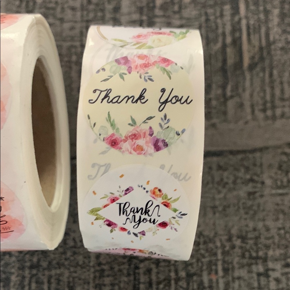 4 Rolls/ 500 Ea Thank You Stickers Set. 2 -2in size, 2 -1in size. - Picture 5 of 5